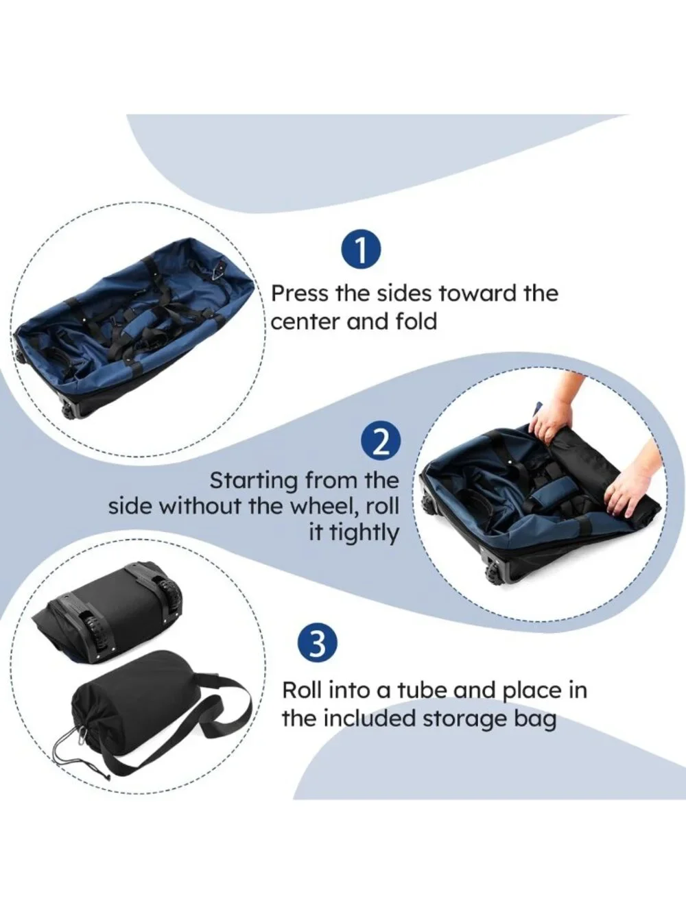 Expandable 110L-140L Soft-Sided Rolling Duffle Bag with Wheels & Organizer Pouch